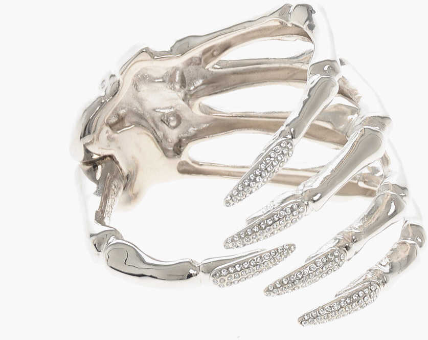 Bratari Raf Simons Polished Metal Skeleton Hand Bracelet With Rhinestone Embell Silver Femei (BM 19605677) 2