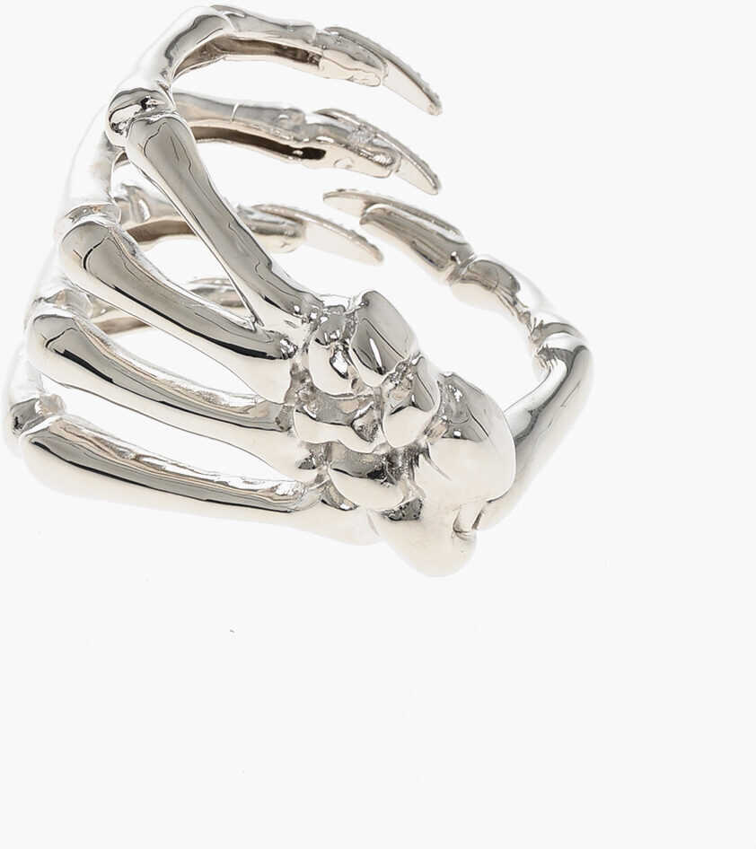 Bratari Raf Simons Polished Metal Skeleton Hand Bracelet With Rhinestone Embell Silver Femei (BM 19605677) 3