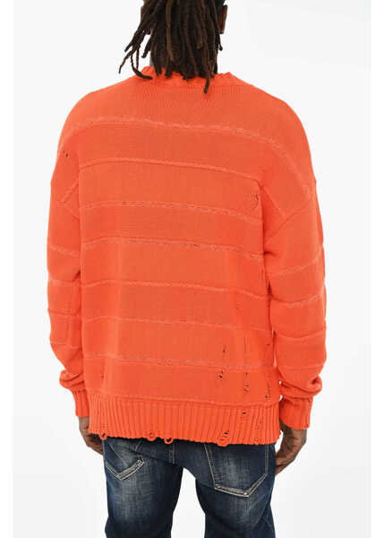 Pulovere DSQUARED2 Vintage Effect Cotton Crew-Neck Sweater Orange Barbati (BM 19605680) 2