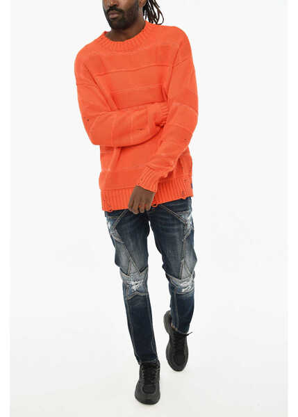 Pulovere DSQUARED2 Vintage Effect Cotton Crew-Neck Sweater Orange Barbati (BM 19605680) 4