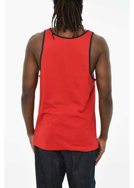 Maiouri DSQUARED2 Cotton Blend Tank Top With Contrasting Trims Red Barbati (BM 19605710) 2