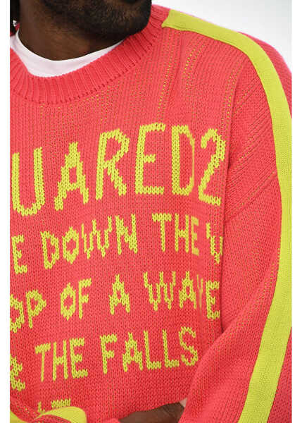 Pulovere DSQUARED2 Cotton Two-Tone Crew-Neck Sweater Yellow Barbati (BM 19605722) 3