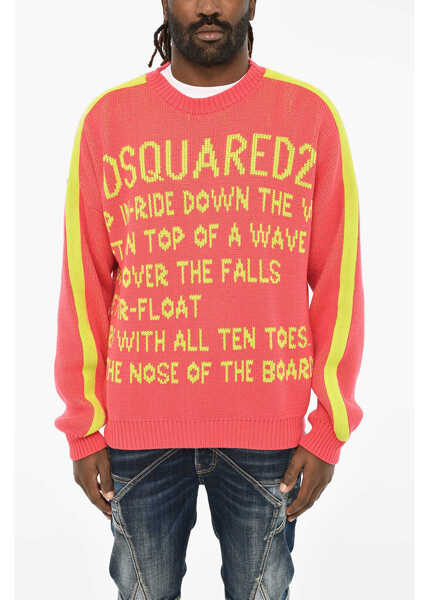 Pulovere DSQUARED2 Cotton Two-Tone Crew-Neck Sweater Yellow Barbati (BM 19605722) 1