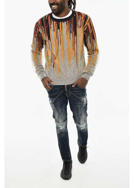 Pulovere DSQUARED2 Vintage Effect Virgin Wool And Nylon Crew-Neck Sweater Multicolor Barbati (BM 19605725) 4