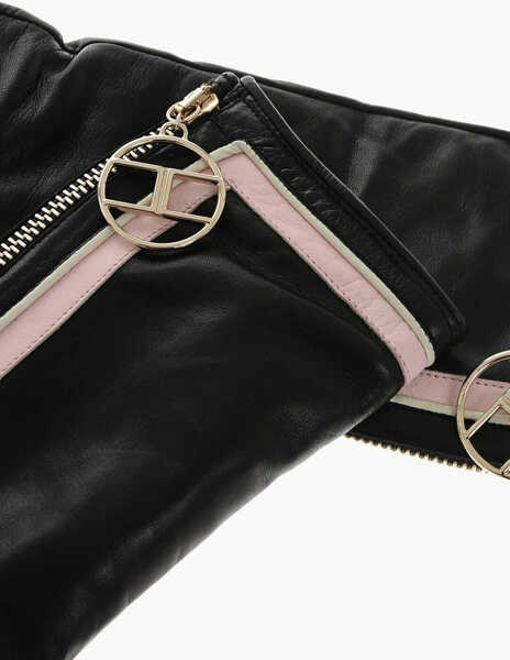 Manusi Elisabetta Franchi Leather Long Gloves With Zip Black Femei (BM 19605731) 2