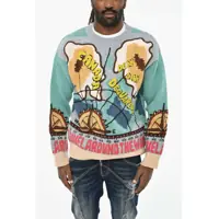 Pulovere Wool Blend Printed Crew-Neck Sweater Barbati