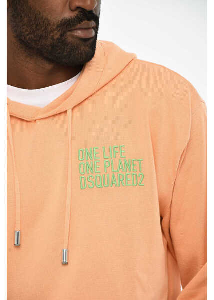 Bluze de trening DSQUARED2 Cotton Hoodie With Side Embroidery Orange Barbati (BM 19605740) 3