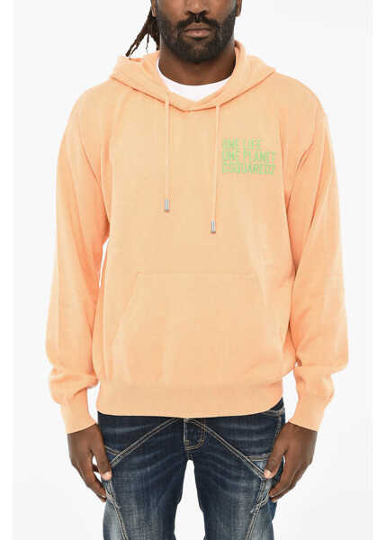Bluze de trening DSQUARED2 Cotton Hoodie With Side Embroidery Orange Barbati (BM 19605740) 1