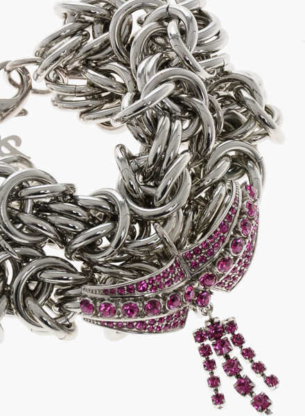 Bratari Raf Simons Silver-Tone Metal Space Flower Chain Bracelet With Rhineston Silver Femei (BM 19605746) 3