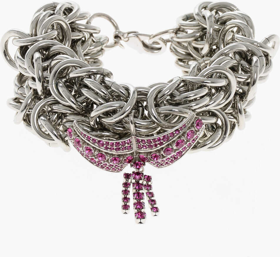Bratari Raf Simons Silver-Tone Metal Space Flower Chain Bracelet With Rhineston Silver Femei (BM 19605746) 1