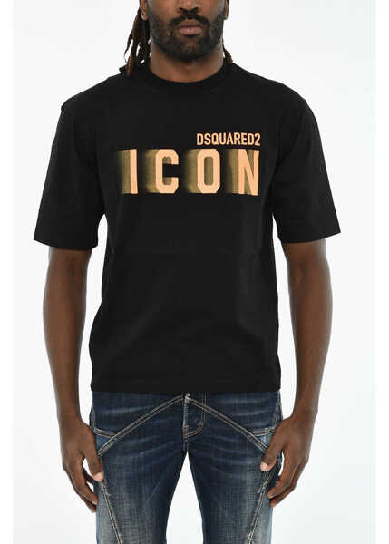 Tricouri DSQUARED2 Icon Cotton Crew-Neck T-Shirt With Gradient Print Black Barbati (BM 19605755) 1
