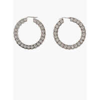 Cercei Silver-Tone Jahleel Hoop Earrings Covered In Luminous White Femei