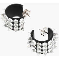 Cercei Metal Karma Hoop Earrings With Spiked Crystals Femei