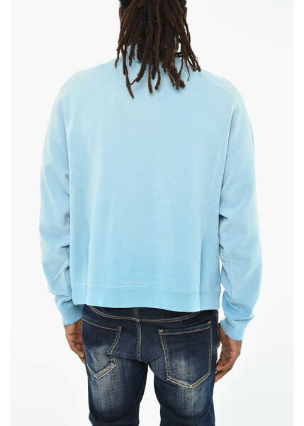 Bluze de trening DSQUARED2 Brushed Cotton Crew-Neck Sweatshirt With Patch Pocket Blue Barbati (BM 19605893) 2
