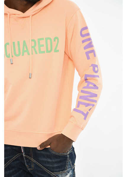 Bluze de trening DSQUARED2 Cotton Hoodie With Contrasting Logo Orange Barbati (BM 19605902) 3
