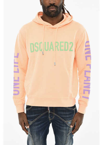 Bluze de trening DSQUARED2 Cotton Hoodie With Contrasting Logo Orange Barbati (BM 19605902) 1