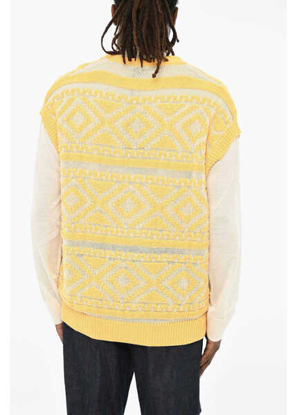 Cardigane DSQUARED2 V-Neck Vintage Effect Cardigan Yellow Barbati (BM 19605905) 2
