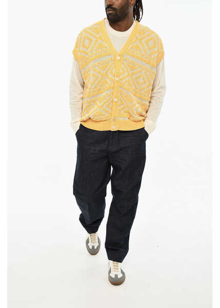 Cardigane DSQUARED2 V-Neck Vintage Effect Cardigan Yellow Barbati (BM 19605905) 4