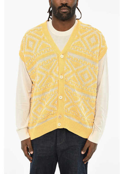 Cardigane DSQUARED2 V-Neck Vintage Effect Cardigan Yellow Barbati (BM 19605905) 1