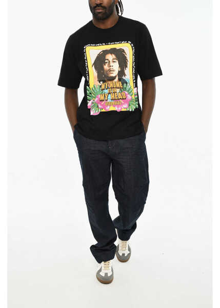 Tricouri DSQUARED2 Cotton Crew-Neck T-Shirt With Print Black Barbati (BM 19605914) 4