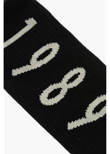 Sosete 1989 STUDIO Ribbed Socks With Contrasting Logo Black Barbati (BM 19605920) 2