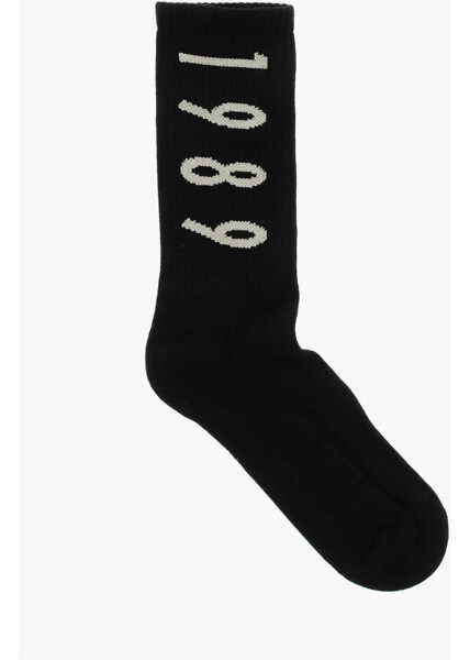 Sosete 1989 STUDIO Ribbed Socks With Contrasting Logo Black Barbati (BM 19605920) 1