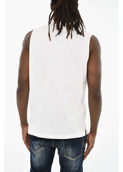 Tricouri DSQUARED2 Sleeveless Printed Crew-Neck T-Shirt White Barbati (BM 19605926) 2