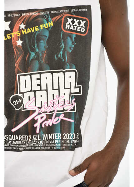 Tricouri DSQUARED2 Sleeveless Printed Crew-Neck T-Shirt White Barbati (BM 19605926) 3