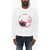 DSQUARED2 Fleeced-Cotton Crew-Neck Sweatshirt With Frontal Print White