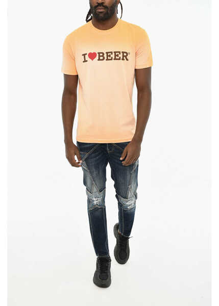 Tricouri DSQUARED2 Gradient Effect Crew-Neck T-Shirt Orange Barbati (BM 19605932) 4