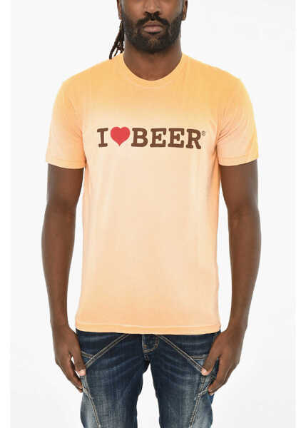 Tricouri DSQUARED2 Gradient Effect Crew-Neck T-Shirt Orange Barbati (BM 19605932) 1