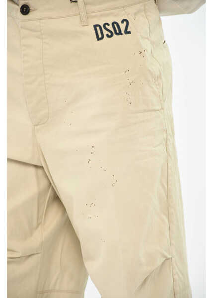 Pantaloni casual DSQUARED2 Cotton Pants With Logo Beige Barbati (BM 19605938) 2