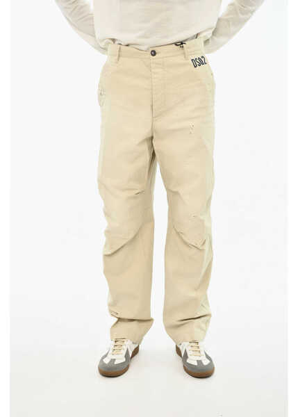 Pantaloni casual DSQUARED2 Cotton Pants With Logo Beige Barbati (BM 19605938) 1