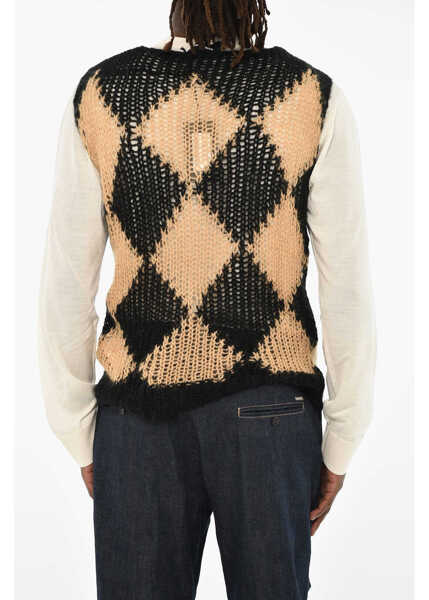 Pulovere DSQUARED2 Two-Tone V-Neck Sweater Beige Barbati (BM 19605941) 2