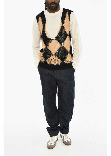 Pulovere DSQUARED2 Two-Tone V-Neck Sweater Beige Barbati (BM 19605941) 4