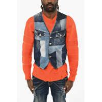 Veste costum Patchwork Effect Denim Vest Barbati