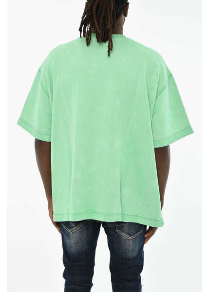 Bluze de trening DSQUARED2 Acid Wash Effect Crew-Neck Sweatshirt With Short Sleeve Green Barbati (BM 19605950) 2