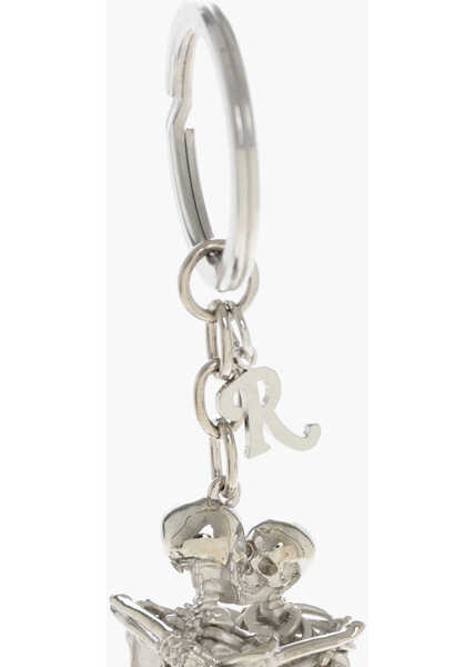 Brelocuri Raf Simons Silver-Tone Metal Kissing Skeleton Keychain Silver Femei (BM 19605959) 2