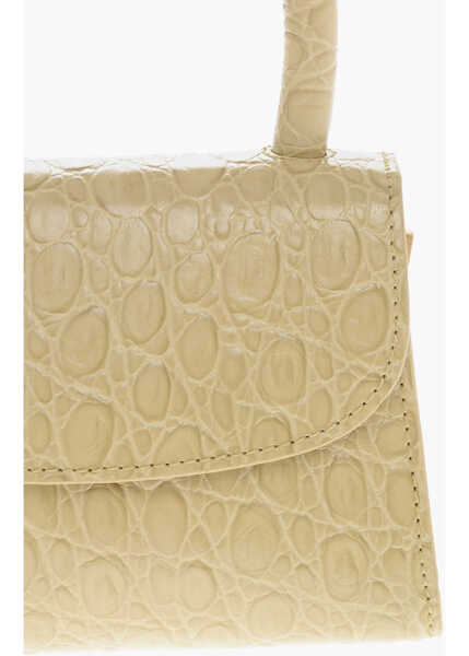 Genti de umar BY FAR Crocodile Effect Leather Flax Circular Mini Bag Beige Femei (BM 19605965) 4