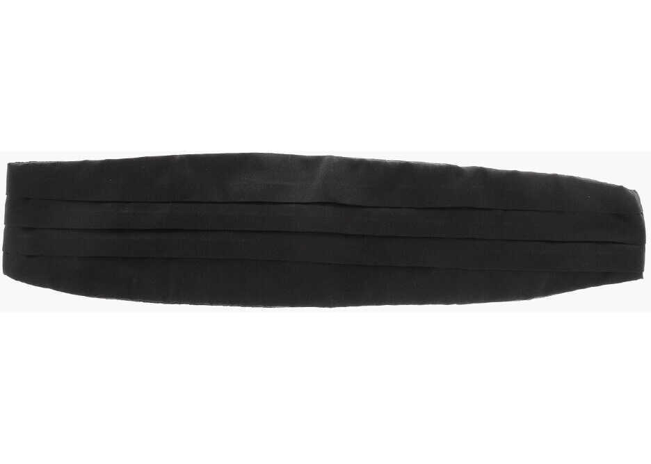 Curele CORNELIANI Solid Color Silk Cummerbund With Pleats Black Barbati (BM 19605968) 1