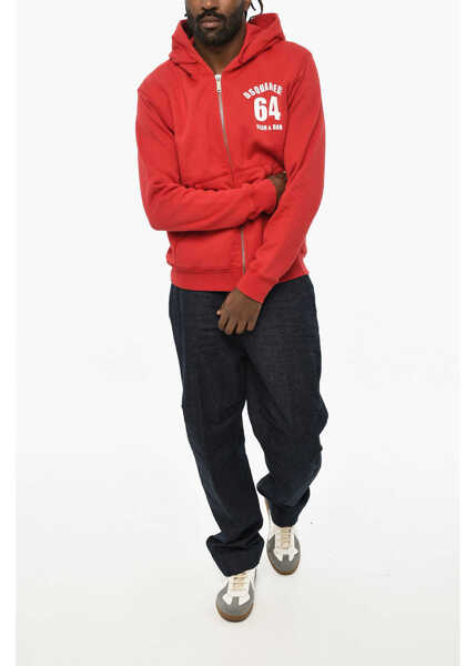 Bluze de trening DSQUARED2 Fleeced-Cotton Hoodie With Zip Closure Red Barbati (BM 19605974) 4