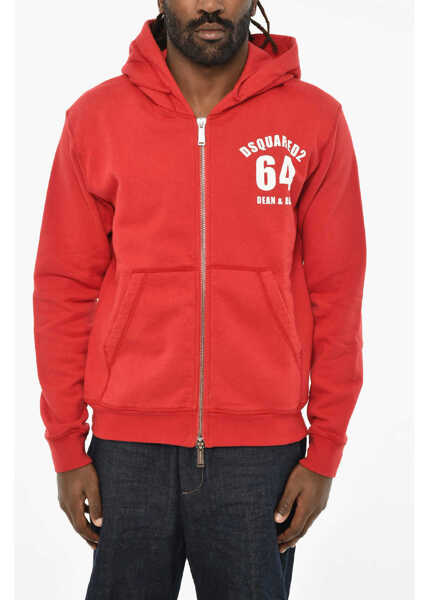 Bluze de trening DSQUARED2 Fleeced-Cotton Hoodie With Zip Closure Red Barbati (BM 19605974) 1