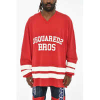 Tricouri Oversized V-Neck T-Shirt With Contrasting Prints Barbati