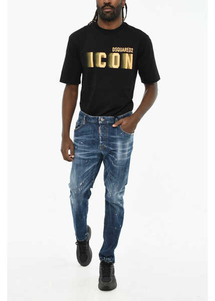 Blugi drepti DSQUARED2 Vintage Effect Regular Fit Jeans 15Cm Blue Barbati (BM 19605986) 4