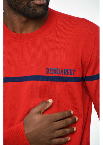 Pulovere DSQUARED2 Virgin Wool Lightweight Crew-Neck Sweater Red Barbati (BM 19605989) 3