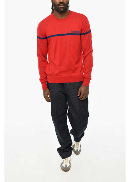Pulovere DSQUARED2 Virgin Wool Lightweight Crew-Neck Sweater Red Barbati (BM 19605989) 4