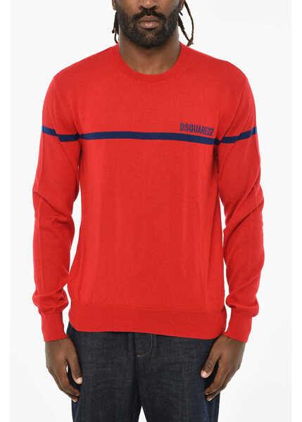 Pulovere DSQUARED2 Virgin Wool Lightweight Crew-Neck Sweater Red Barbati (BM 19605989) 1