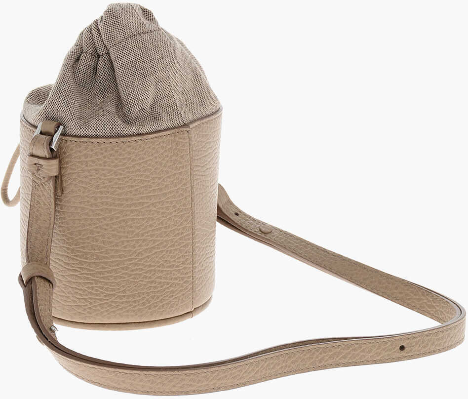 Genti de umar Maison Margiela Mm11 Grained Leather Mini Bucket Bag With Logoed Label Brown Femei (BM 19606058) 2