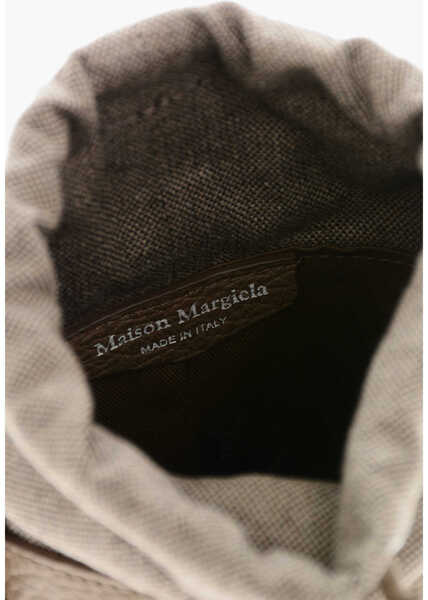 Genti de umar Maison Margiela Mm11 Grained Leather Mini Bucket Bag With Logoed Label Brown Femei (BM 19606058) 4