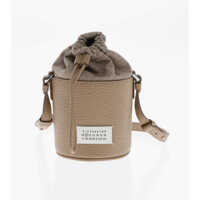 Genti de umar Mm11 Grained Leather Mini Bucket Bag With Logoed Label Femei